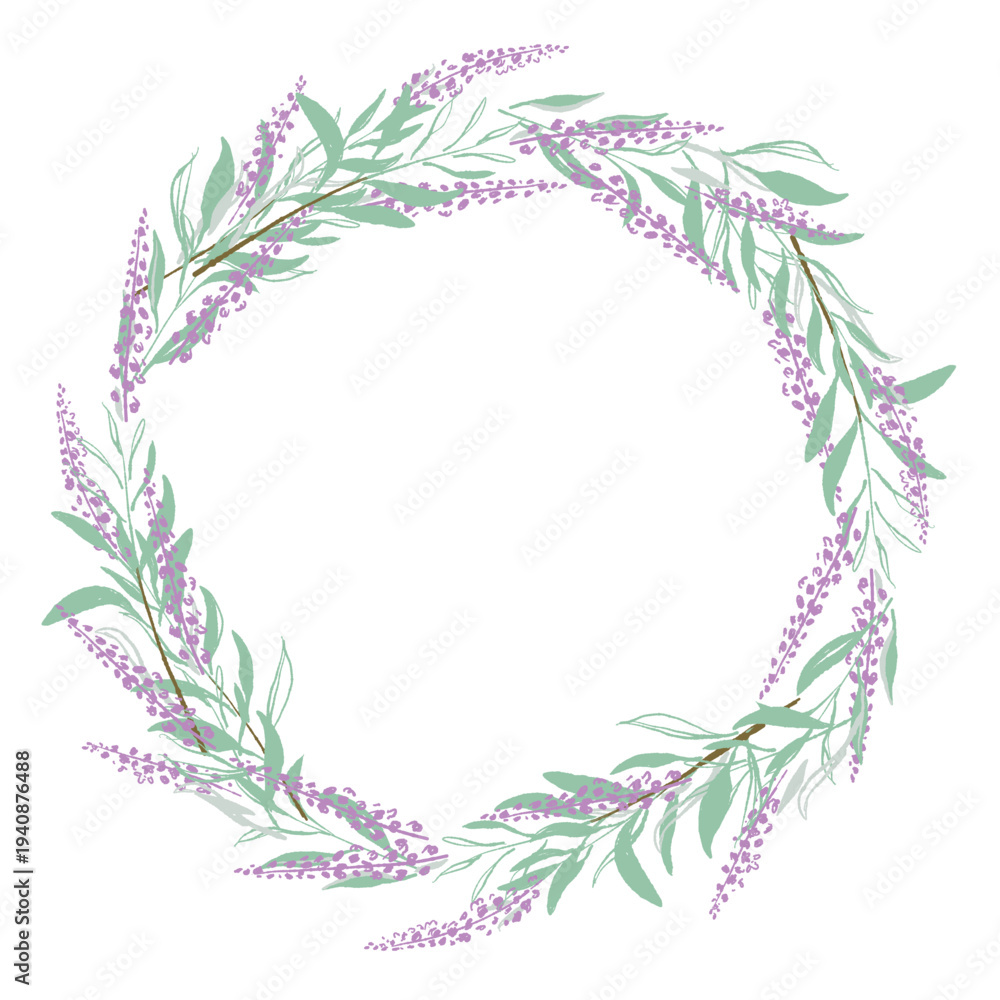 Obraz premium Sage Wreath Frame Illustration