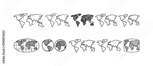 Nature and outdoor flat icon set. camping, hiking, natural elements flat icons.