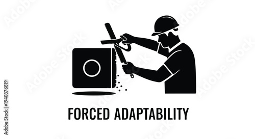 man breaking through wall with axe forced adaptability