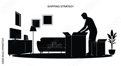 man packing boxes and furniture for moving house