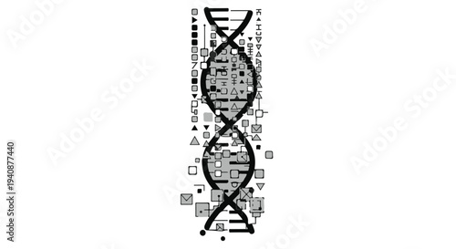 DNA double helix structure with coding sequence