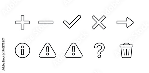 Basic interface line icon set. essential, user interface, web symbols collection