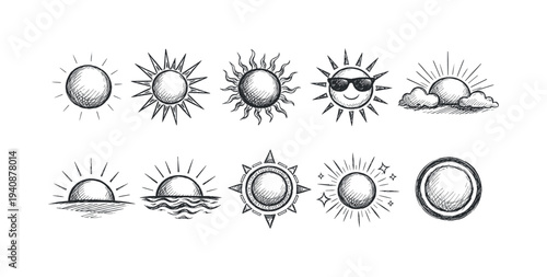 Sun and moon line icon set. celestial symbols, outline collection for design