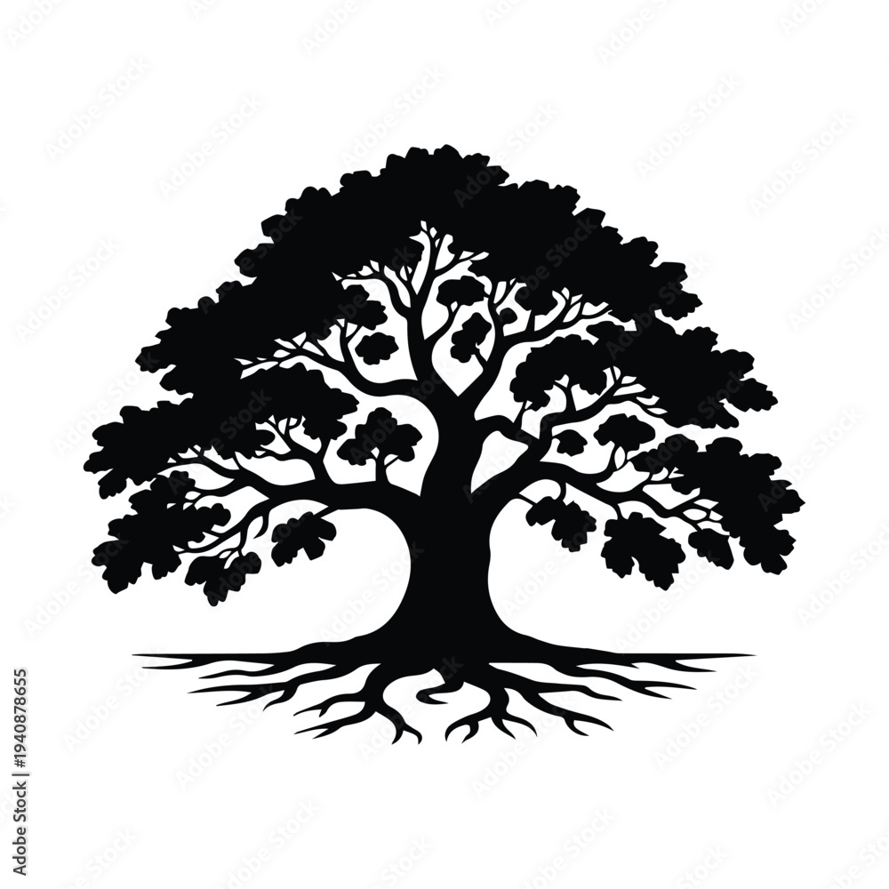 Fototapeta premium Strong tree symbolizing growth and stability with deep roots