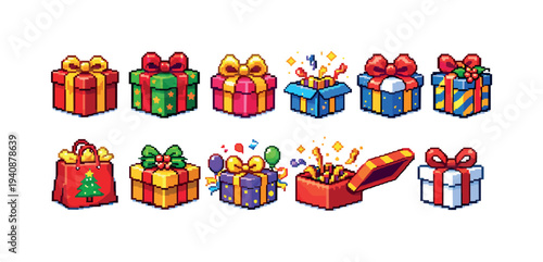 Holiday, christmas 3d icon set. festive, gift box icons joyful collection
