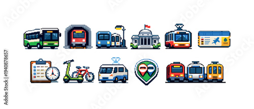 Transport, public transport flat icon set. vehicles, urban icons flat collection