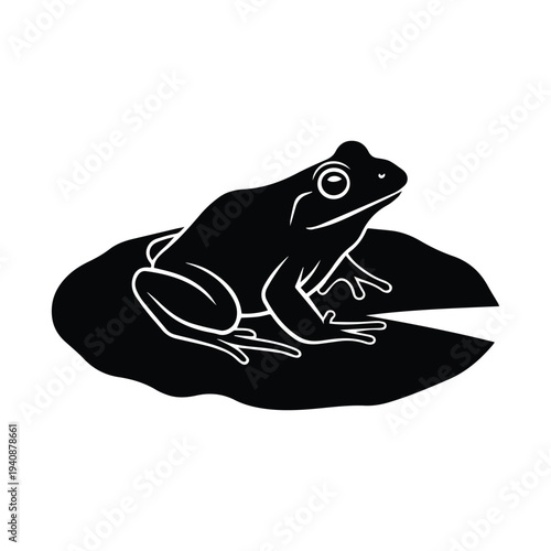 Stunning black frog on a lily pad in a serene natural setting