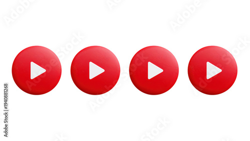Youtube play button icons in a row on black background