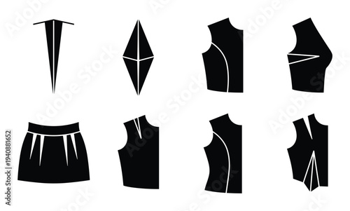 Tailoring Darts and Pattern Pieces Silhouette Collection: Bodice, Skirt, and Shapes for Garment Construction