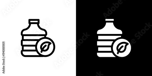 Reusable Water Bottle icon concept with flat Black White Background. Vector illustration.