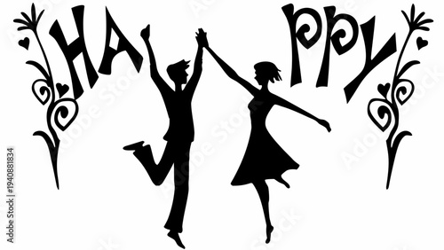 Joyful couple dancing together in celebration