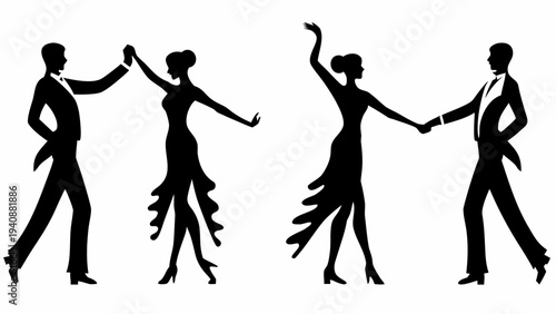 Elegant couple dancing in stylish poses