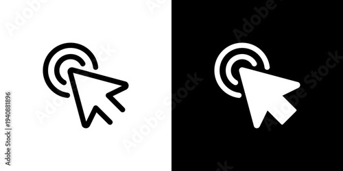 Desktop Cursor Click icon concept with flat Black White Background. Vector illustration.