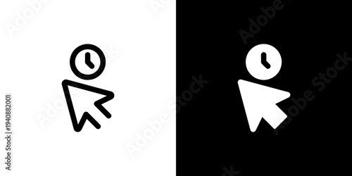 Loading Clock Timer icon concept with flat Black White Background. Vector illustration.