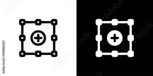Node Selection Box icon concept with flat Black White Background. Vector illustration.