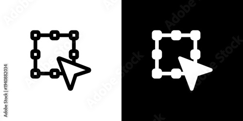 Square Area Selection icon concept with flat Black White Background. Vector illustration.