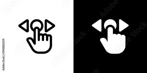 Slider Control Gesture icon concept with flat Black White Background. Vector illustration.