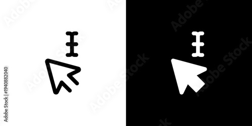 Text Pointer Selection icon concept with flat Black White Background. Vector illustration.