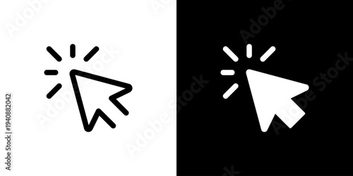 Click Action Burst icon concept with flat Black White Background. Vector illustration.
