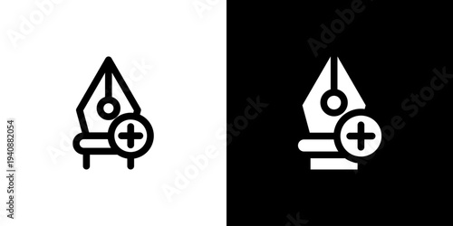 Add Point Tool icon concept with flat Black White Background. Vector illustration.
