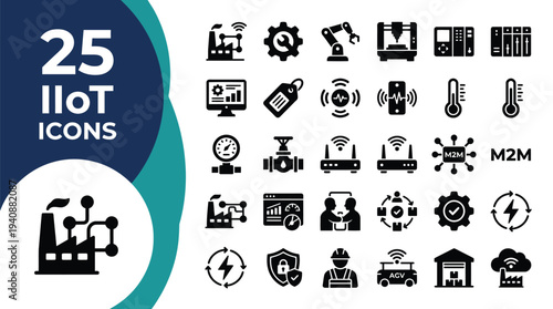 25 IIoT icons for industrial internet of things concepts