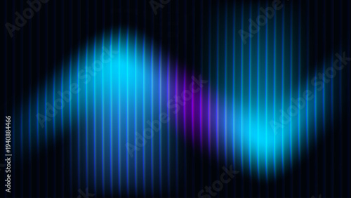 Abstract digital data flow with arrows up and down, optical illusion and motion effect, blue and purple neon vertical lines, technology and audio spectrum concept