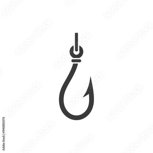 Simple illustration of a fishing hook, a common tool for catching fish, depicted in a minimalist design