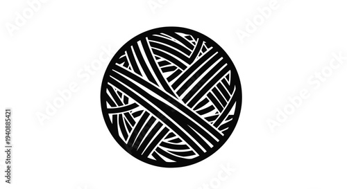 Vector illustration of abstract circular tangled lines pattern icon on a transparent background