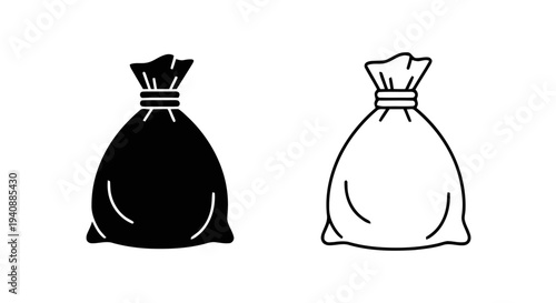 Vector illustration of sack icon set, money bag, burlap sack, vector illustration on a transparent background