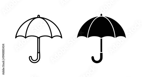 Vector illustration of umbrella icon set, weather protection, rain accessory, vector illustration on a transparent background