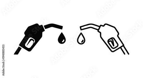 Vector illustration of fuel pump nozzle icon set, gas station sign, petrol station vector on a transparent background