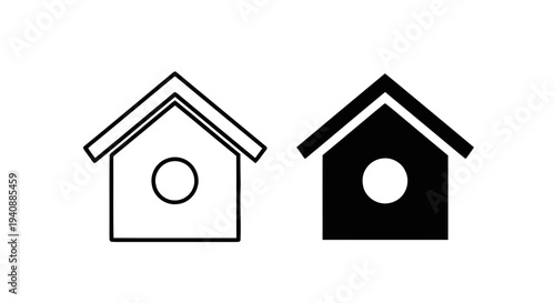 Vector illustration of birdhouse icon set, wooden house for birds, nature wildlife vector on a transparent background