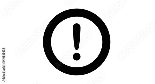Vector illustration of exclamation mark inside a circle icon on a transparent background