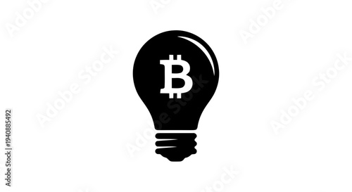 Vector illustration of bitcoin symbol inside a lightbulb icon on a transparent background