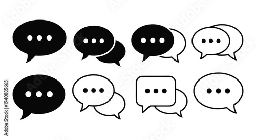 Vector illustration of collection of speech bubble icons on a transparent background