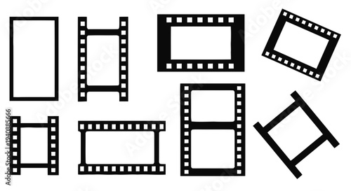 Vector illustration of set of film strip frames on a transparent background