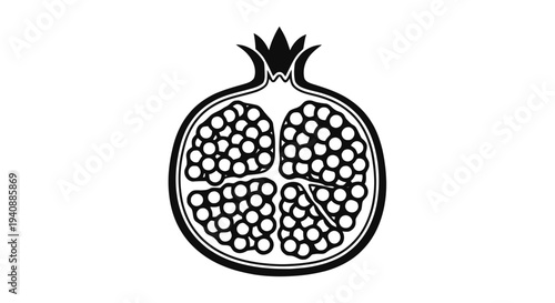 Vector illustration of pomegranate fruit cross section icon, healthy food illustration on a transparent background