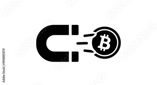 Vector illustration of magnet attracting bitcoin icon on a transparent background