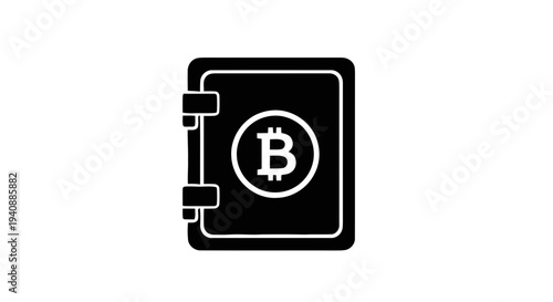 Vector illustration of bitcoin safe vault icon on a transparent background