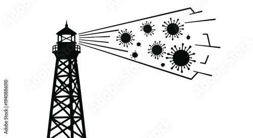 lighthouse beam shining through germs and viruses