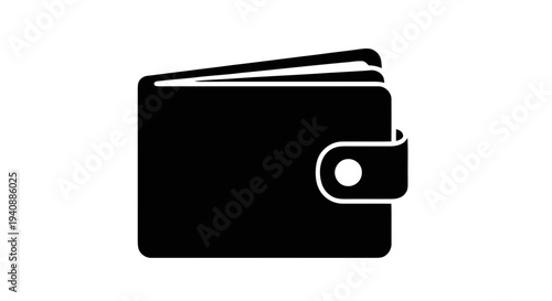 Vector illustration of black wallet icon, simple flat design for finance and money management on a transparent background