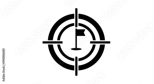 Vector illustration of golf target icon, goal achievement concept, black silhouette symbol on a transparent background
