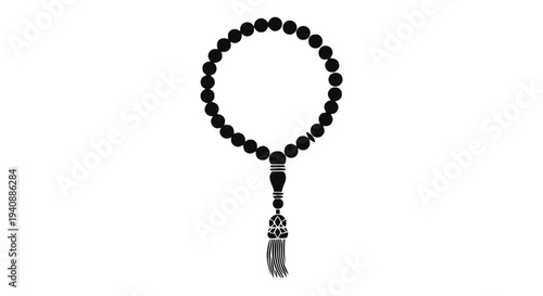 Vector illustration of black prayer beads misbaha tasbih rosary icon on a transparent background