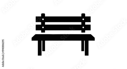 Vector illustration of black park bench icon on a transparent background