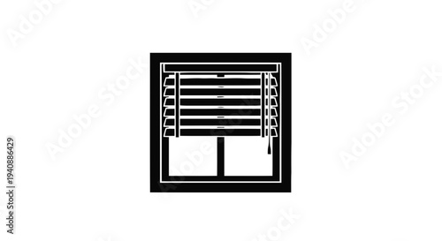 Vector illustration of window with closed blinds icon on a transparent background