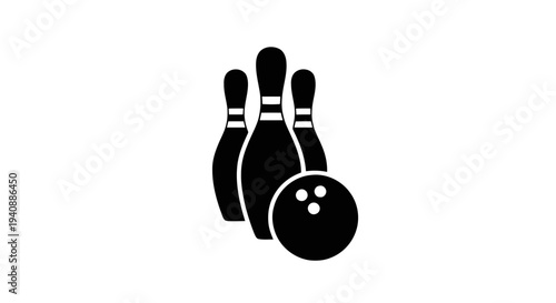 Vector illustration of bowling pins and ball icon on a transparent background