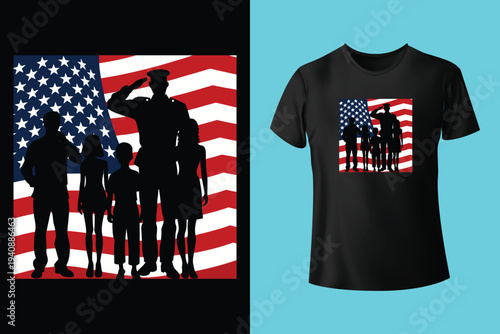 American Flag Silhouette, Back and white screen printing USA flag, Flags of the United States of America, USA Patriotic 4th of July Decorative Flags, Vector illustration