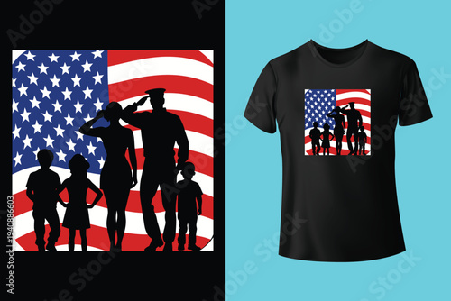 American Flag Silhouette, Back and white screen printing USA flag, Flags of the United States of America, USA Patriotic 4th of July Decorative Flags, Vector illustration