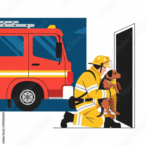 Firefighter Rescues Small Dog from Burning Building.