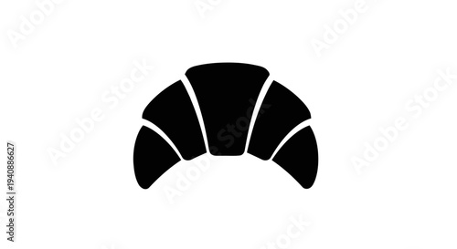 Vector illustration of croissant icon, simple black silhouette of a french pastry on a transparent background